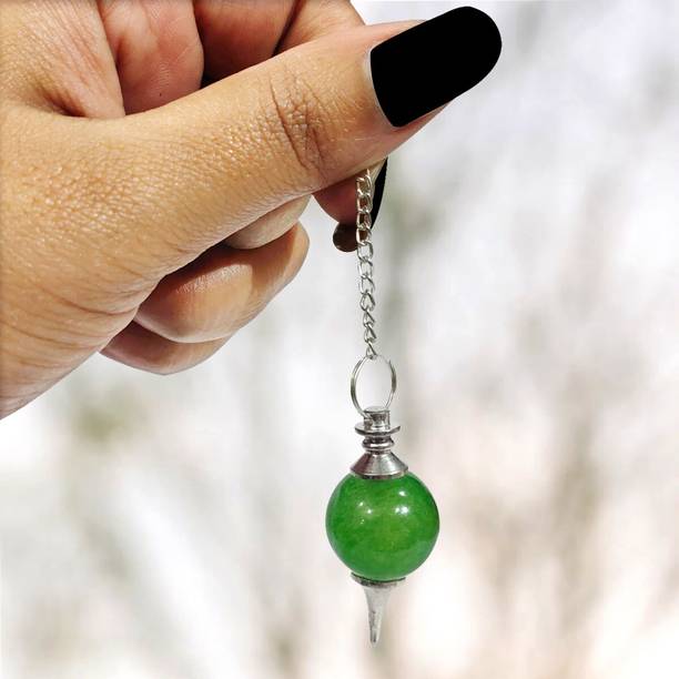 REIKI CRYSTAL PRODUCTS Natural Crystal Green Aventurine Dowser Crystal Dowser Stone Pendulum Ball Dowser Crystal Pendulum Reiki Healing Dowser Healing Pendulum For Healing and Dowsing Decorative Showpiece  -  25 cm