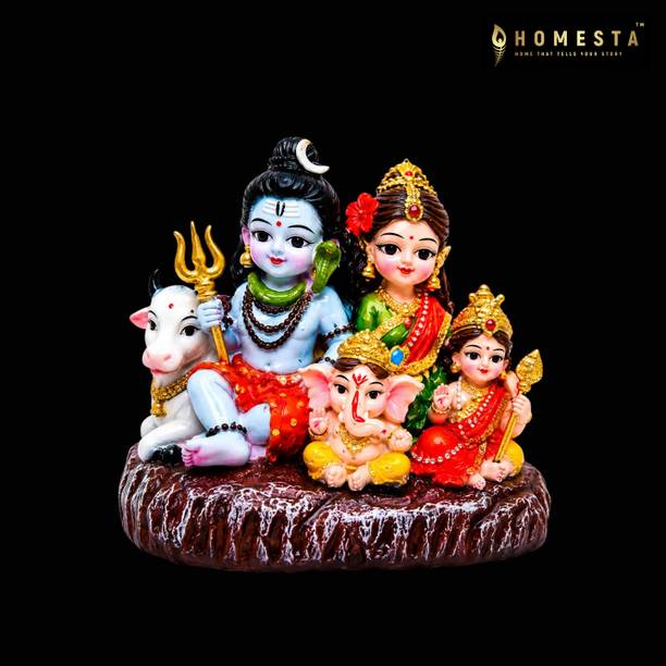 HOMESTA Shiv Parivar Idol for Car Dashboard Decorative Showpiece  -  7.5 cm