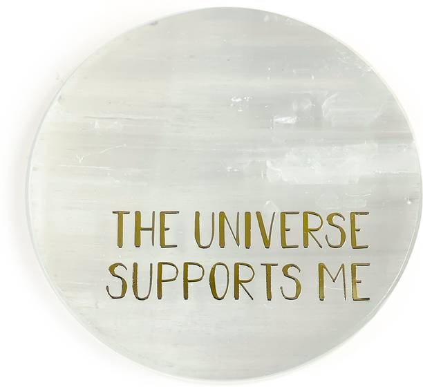 REIKI CRYSTAL PRODUCTS Natural Selenite The Universe Design Crystal Stone Charging Palte Decorative Showpiece  -  1 cm