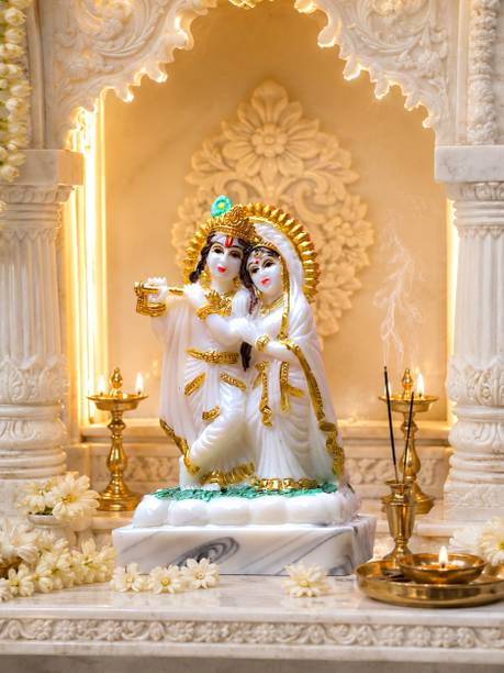 Flipkart SmartBuy Radha Krishna Idol | Marble Statue for Home Temple, Living Room & Spiritual Gift Decorative Showpiece  -  14 cm
