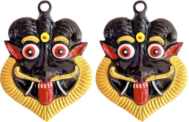 The Classic Treasure Metal Mahakaal Face Nazar Battu Hanging For Home Entrance Suraksha Kawach Decorative Showpiece  -  10.5 cm