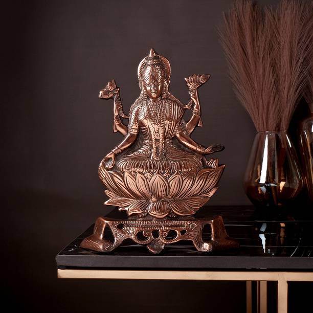 Shoppingrox Goddess Laxmi God Idol | Gun Metal |Copper Colour - 42cm Decorative Showpiece  -  26 cm