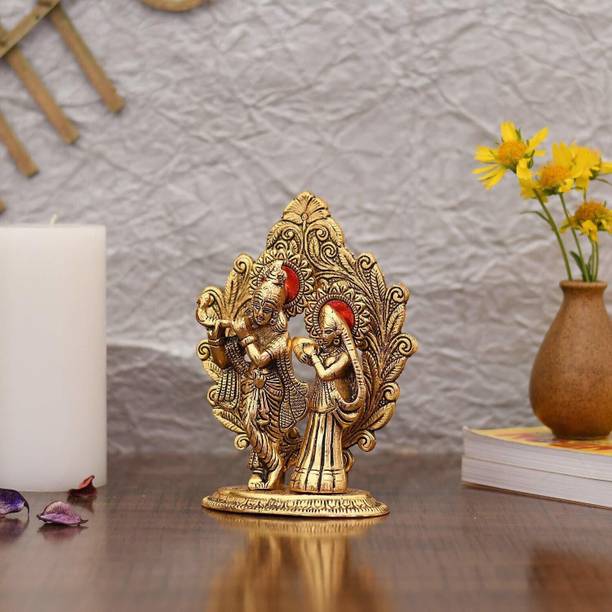 INTERNATIONAL GIFT Gold Plated Radha Krishna Idol Statue With Box & Bag | For Pooja, Mandir Decorative Showpiece  -  25 cm