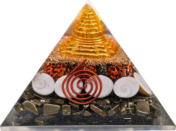 Shopertuniti Money Magnet Pyramid Vastu for Home - Certified Pyrite Stone Original Pyramid Decorative Showpiece  -  8 cm