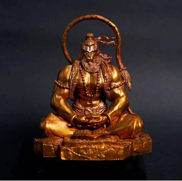 BBS BACKBONE Gold-Toned Hanuman Ji Religious Idol Showpiece Decorative Showpiece  -  10 cm