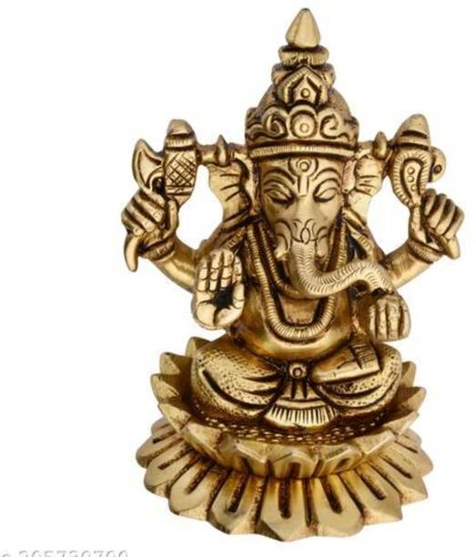 HE Products Brass Ganesh Ji SSF 300 gm Decorative Showpiece  -  3.5 cm