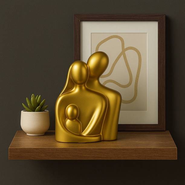Amiggo Golden Family Handcrafted Figurine for Luxury Home Decorative Showpiece  -  15 cm