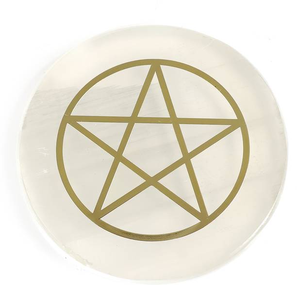 REIKI CRYSTAL PRODUCTS Natural Selenite Star Design Crystal Stone Charging Palte Decorative Showpiece  -  1 cm