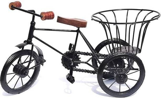 Diamond Handicraft "Vintage Iron Tricycle Basket" Decorative Showpiece  -  18 cm