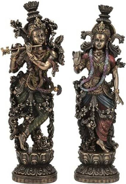Ishu handi artistic Resin Radha Krishna Big Idol For puja, radha krishna murti Decorative Showpiece  -  35 cm