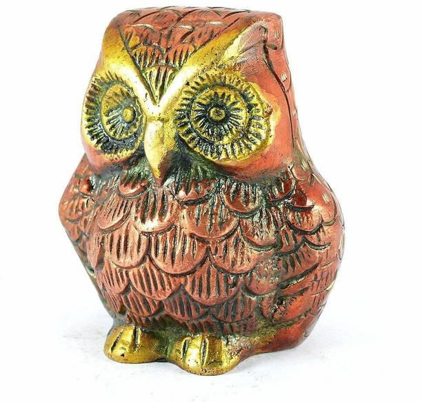 REIKI CRYSTAL PRODUCTS Feng Shui Owl Statue Vastu Statue Brass Idol of Wisdom & Spiritual Product Decorative Showpiece  -  6.5 cm