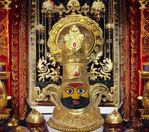 BattlePoint Khatu Shyam Ji Idol Sheesh (Face) Statue for Home Decor,Office & Car Dashboard Decorative Showpiece  -  15 cm