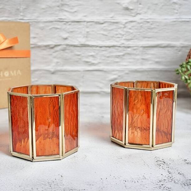 BEHOMA Metal Peacock Candle Holder & Candle Combo Gift Hamper, Festive Gift Set Decorative Showpiece  -  15 cm