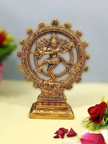 Shv HANDCARVED ANTIQUE GOLD FINISH Natraj Statue | Lord Shiva Dancing Natraj Decorative Showpiece  -  22.40000000000002 cm