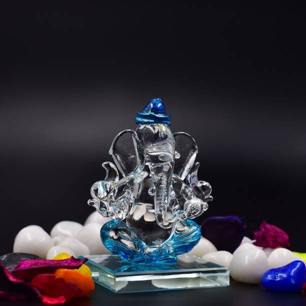 OURVIC Both Side Face Blessing Ganesha Idol For Car Dashboard Gift Table and Home Decor Decorative Showpiece - 8 cm