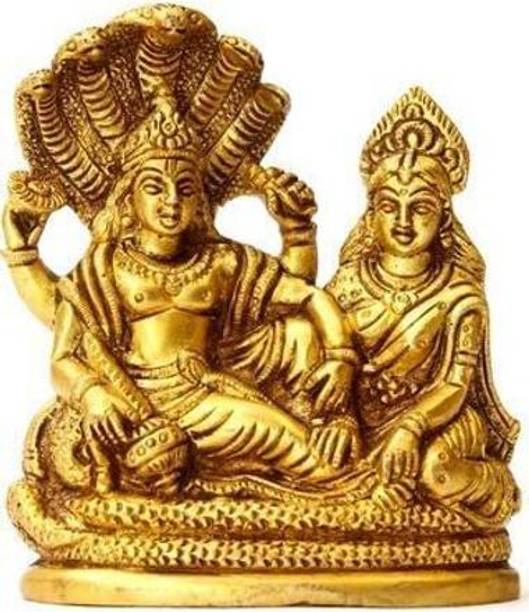Ananya Shopping Hub Lakshmi Vishnu Ji Idol Gold Brass Metal Shri Laxmi MATA Shri Narayan Brass Idol Decorative Showpiece  -  5 cm