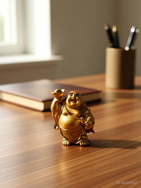 sculpmart Laughing Buddha For Money And Good Luck Small Size For Home Decor And Gifting Decorative Showpiece - 7 cm