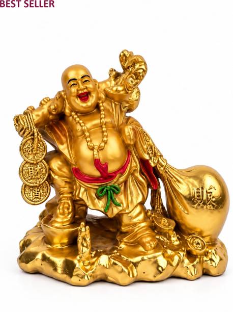 baxusmeanly Laughing Buddha Traditional Buddha Showpiece LBF71 Decorative Showpiece  -  9 cm