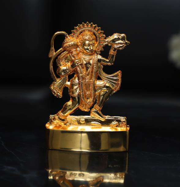 Chhariya Crafts Metal Hanuman Ji Murti Bajrangwali Idol For Gift Home And Office Temple Decorative Showpiece  -  11 cm