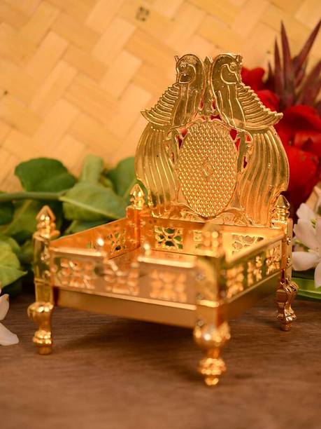 DARIDRA BHANJAN Handicraft Krishna Ladoo Gopal/ Bal Gopal Metal Singhasan Decorative Showpiece  -  14 cm