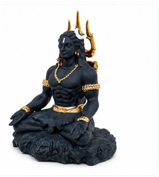 Rudrakashi Mahadev Shiv Sitting Idol for Car Dashboard – 7 cm Fiber Statue Decorative Showpiece  -  7 cm