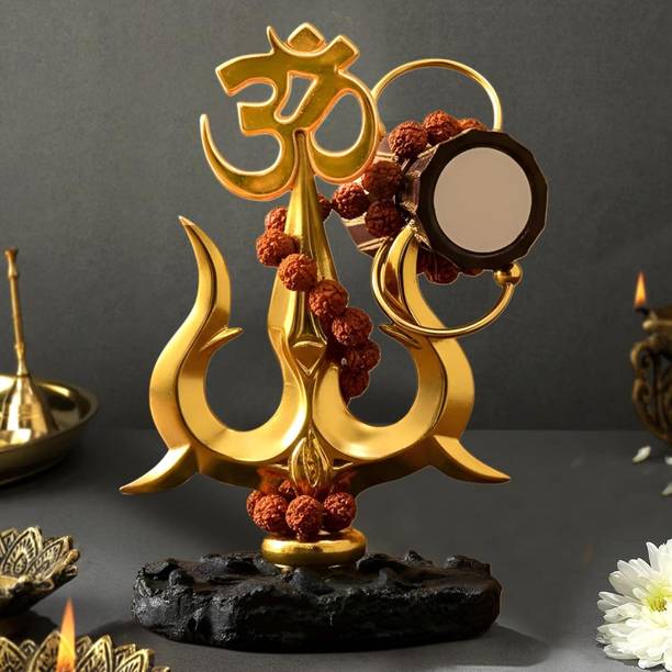 DJANGO Lord Shiva Trishul with Om & Damru Decorative Idol Decorative Showpiece  -  11.4 cm