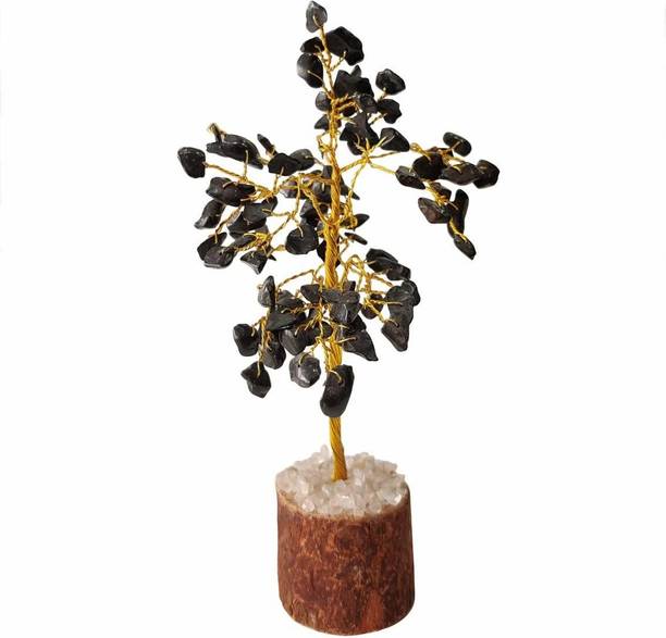 Agatesvibe Natural Black Tourmaline Tree 100 Chips Beads Crystal Stone Decorative Showpiece  -  19 cm