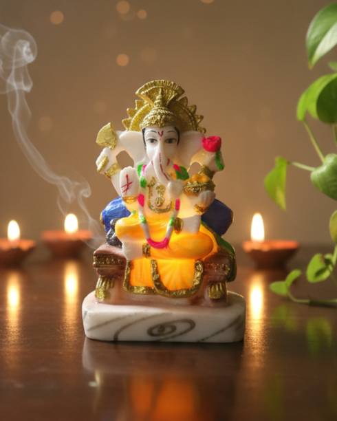 Poonam Handicraft Lord Ganesha Idol for Home Temple | 4 Inch Ganpati Murti for Pooja & Gift Decorative Showpiece  -  10.16 cm