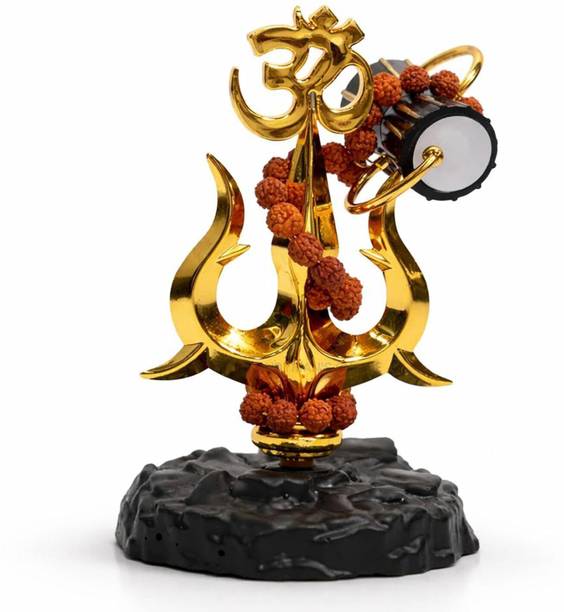 SVGG DECORS Shiv Trishul with OM Damru Idol Decorative Showpiece for Home & Car Decorative Showpiece  -  11.5 cm