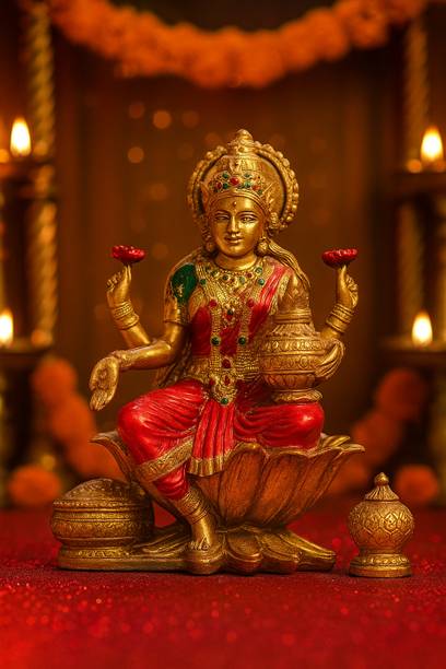 Flipkart SmartBuy Laxmi Devi Idol Statue Figurine Sculpture for Home Decor Temple Pooja Room Decorative Showpiece  -  19 cm