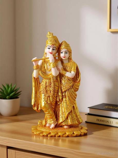 SAIM Gold Plated Radha Krishna Idol Statue Showpiece (19 X 11 X 11 cm), best gift Decorative Showpiece  -  19 cm