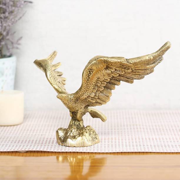 CraftVatika Brass Eagle Statue Wild Bird Flying Hawk Sculpture Feng Shui Decorative Home Office Showpiece Figurine Decorative Showpiece - 12.7 cm