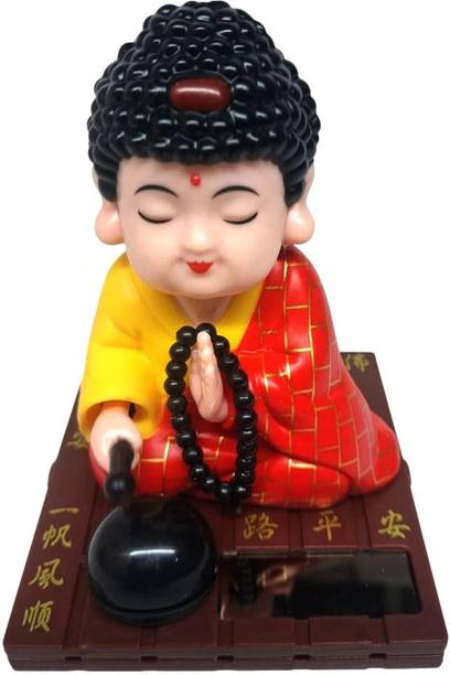 DECOVATE Solar Powered Buddha Bobblehead car, office desks, or home decor Decorative Showpiece  -  9.5 cm