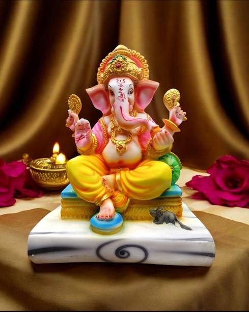 Hanu Collections Beautiful God Ganesha Idol for Gift & Home Entrance (13Lx9Wx19H CM) Marble Dust Decorative Showpiece  -  19 cm