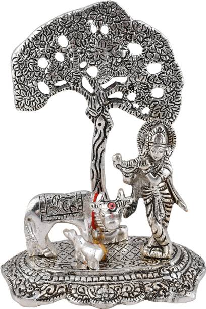 RUHVANA Lord Krishna with Kamdhenu Cow Idol – Spiritual Home Décor Decorative Showpiece  -  8 cm