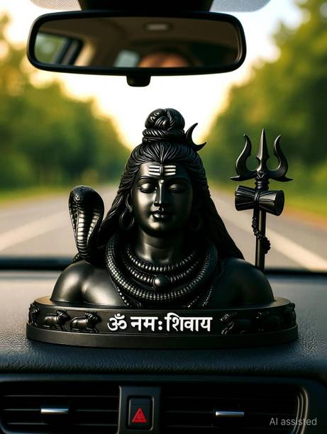 NIHARIKA HANDICRAFT Adiyogi Shiva Idol with Trishul – Mahadev Murti for Home & Car Dashboard Decorative Showpiece  -  9 cm