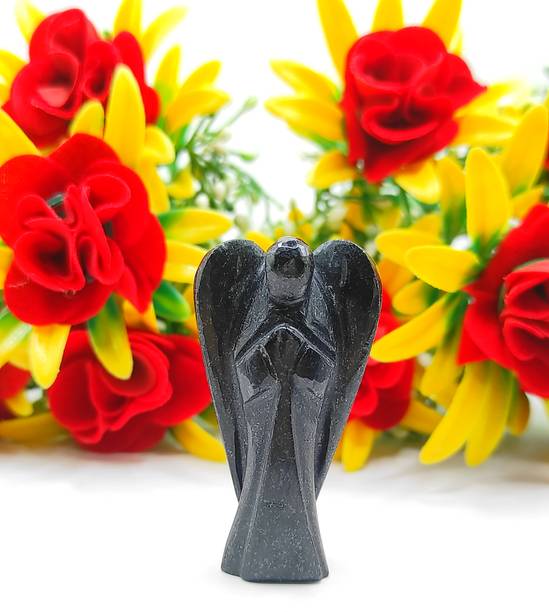 EXCEL Black Tourmaline Gaurdian Angel Figurine - 2 inch Decorative Showpiece  -  5 cm