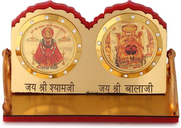 Divine Collections Enterprises Khatu Shyam & Balaji Ji Golden Statue Idol for Car Dashboard | Showpiece Decorative Showpiece  -  8 cm