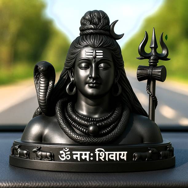 shyam lalla handicraft Exclusive Shiv Ji Murti with Damroo Trishul | Car Dashboard Decoration Idol Decorative Showpiece  -  9 cm