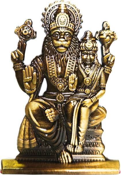 aalayam selveer Lakshmi Narasimha Car Dashboard (Brass Colour) | Lakshmi Narasimha Swamy Statue Decorative Showpiece  -  6 cm