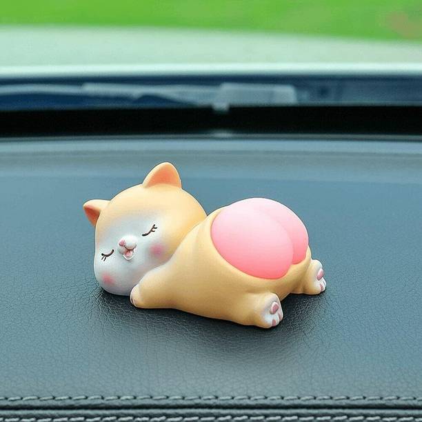 LAVITRA Car Dashboard Cute Cat Bouncy Butt Car Interior Showpiece Desk डेकोरेटिव शोपीस  -  4 cm