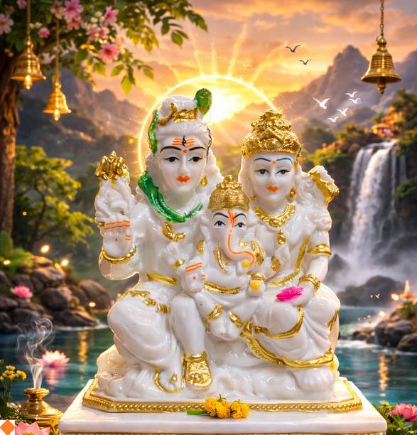 BZILO SHIV PARIVAR Statue For Home Temple, Car Dashboard Gift Design May Vary F48 Decorative Showpiece  -  10 cm