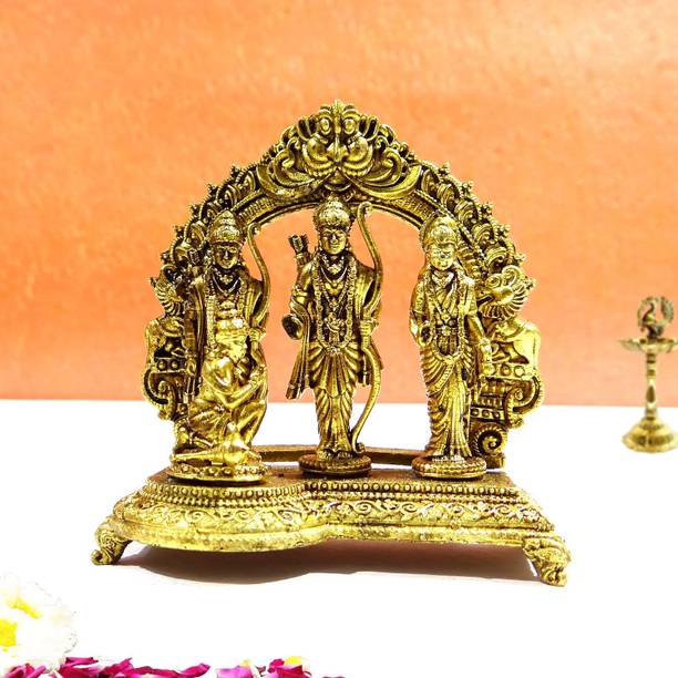 upharkaro Traditional Brass Ram Darbar Idol (2 Inch) Devotional Murti for Pooja & Gifting Decorative Showpiece  -  6 cm
