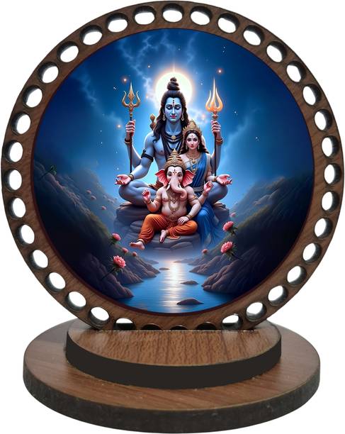 DECOCRU Shiv Parvati with Ganesh ji Car Dashboard, Home Decorative Showpiece  -  8.382 cm
