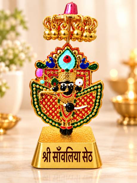 Styshion Sphere Shri Sanwariya Seth Idol for Car dashboard Home Temple Pooja Decor Gift Decorative Showpiece  -  9 cm