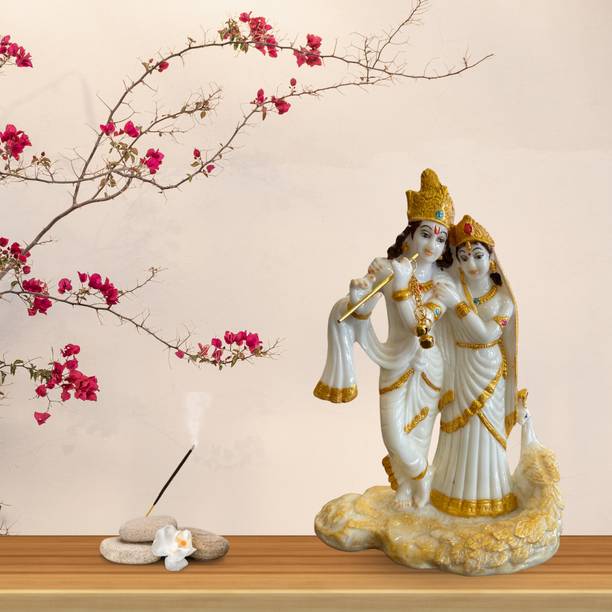 Serinity 8-inch Radha Krishna Idol | Premium Statue for Home Temple & Decorative Use Decorative Showpiece  -  20 cm