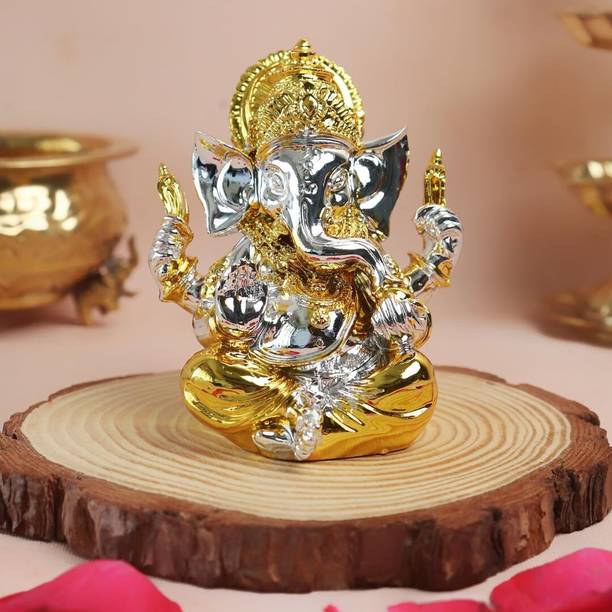 The Spiritual Living Ganesha Idols | Ganesh Idol for Car | Ganesh Idol for Home & Offices Decorative Showpiece  -  9.5 cm