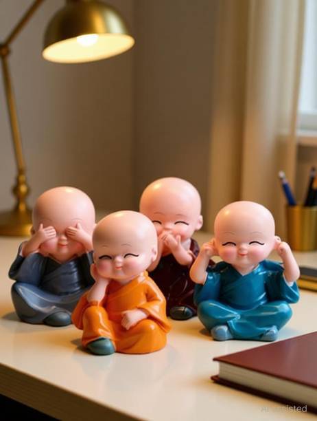 Manthan 4 Monk Baby Buddha Decorative Decorative Showpiece - 6 cm