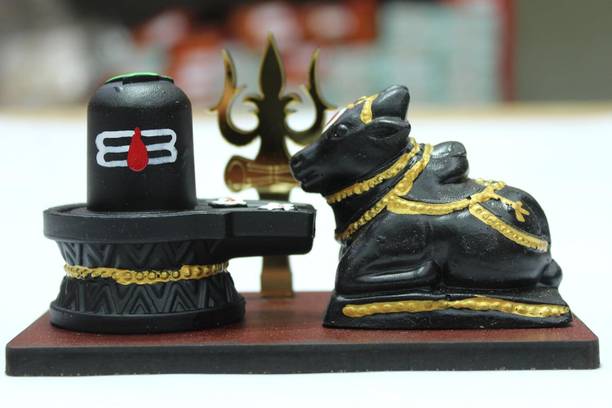 R U TRADERS Shivling with nandi and trishul High Quality for pooja , home decor Decorative Showpiece  -  8.5 cm