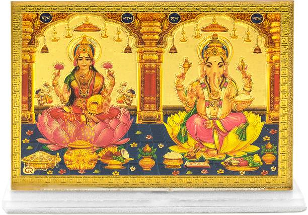 Stylewell Goddess Lakshmi With God Ganesha Photo/Picture/Blessing Acrylic Idol Gift Item Decorative Showpiece  -  6 cm